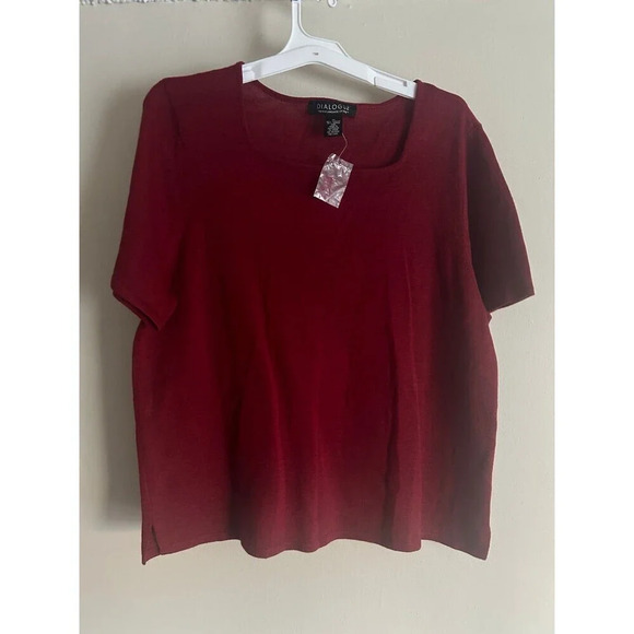 Dialogue Knit Top Merino Wool Short Sleeve Womens Size 1X - Picture 1 of 5